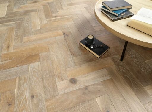 Evolve Mayfair, Engineered Oak Flooring, Herringbone, Smoked Grey, Brushed & Oiled, 90x15x400 mm.